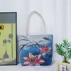 Bolsa de Lona Bordada Jacquard Dorada de Doble Cara, Bolso de Mano de Dibujos Animados Lindo, Bolso de Hombro para el Viaje Diario, Bolso Artístico