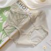 Roupa interior de renda das mulheres sexy malha respirável sem costura cueca seda proteína antibacteriana cintura média roupa interior feminina sexy