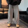 Pantalones de Punto Casuales de Pierna Ancha con Rayas y Flores Gruesas Estilo Fragante para Hombre, Novedad de Primavera, Color Gris Americano de Lana
