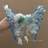 Pasador Grande de Mariposa con Flores de Seda Florales, Pin Lateral, Polilla Fluttering tipo Hada, Dulce Accesorio de Cabello de Princesa, Tocado Estilo Antiguo Hanfu