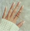 Anillo popular de AliExpress con forma de hoja de diamante, articulado en V, cadena para dedo, juego de 6 piezas
