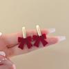 Pendientes de lazo rojo flocado navideños de Año Nuevo 2024 para mujer, pendientes festivos con pasador para el oído para Año Nuevo, sentido de alta gama