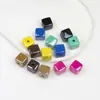 Ding Yi Lua Fria coloridas quadradas galvanizadas acrílico contas soltas furo reto com furo para passar fio contas diy acessórios para corrente de celular