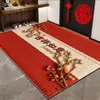 Alfombra de Piso de Terciopelo de Cristal Roja para Año Nuevo para Puerta de Entrada, Resistente a Manchas y Lavable, Adecuada para Vestíbulo y Área de Cambio de Zapatos