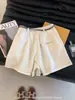 Calça-saia plissada de cintura alta, calça de algodão e linho bordada estilo coreano casual em linha A, novos shorts versáteis de verão 2026 A12917