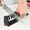 Afilador de cuchillos profesional de 4 niveles, Piedras de afilar cerámicas de alta precisión con mango antideslizante