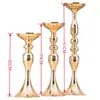 Novos Adereços de Casamento Vaso de Flores de Ferro Estilo Europeu Decoração da Mesa Principal do Casamento Recipiente para Arranjo de Flores Vaso Ornamentado de Flor de Mesa Dourado Galvanizado