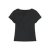 Camiseta feminina Y2K estilo coreano, com botões, manga curta, nicho fashion, nova, versátil, para garota popular, corte justo e acinturada para um efeito emagrecedor