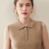 Conjunto de Duas Peças Cardigã de Cashmere com Gola V Torcida e Colete Polo Feminino Novo Traje de Tricô de Cashmere 2025
