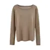 696-Camiseta de Manga Longa Moda Fashion Estilo Europeu e Americano para Mulheres Nova Coleção Primavera e Verão 2026 Blusa Top Sexy de Tricô com Proteção Solar