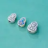 Accesorios de Plata de Ley 99% Plata Pura Flor de Calabaza Accesorios Retro Antiguo Escarchado 3D Plata Dura DIY Cuentas Hechas a Mano