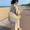 Bolsa de Palha Tecida de Verão para Mulheres, Bolsa de Palha Grande Capacidade, Bolsa de Mão Casual da Moda