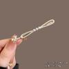 Elegante Pasador de Perlas para Mujer, Pinza Metálica Negra con Lazo, Pinza Lateral de Alta Gama, Pinza para Flequillo, Pinza Sencilla de Pato