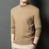 Suéter de invierno transfronterizo, estilo nuevo, alta calidad, imitación lana, para hombre, cuello semi-alto, tejido cálido, suéter casual de color liso para hombres jóvenes y de mediana edad