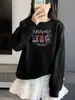 Sudadera de Cuello Redondo Estilo Nuevo Otoño e Invierno Estilo Americano Diseño de Moda Ropa Exterior Casual Versátil Top Holgado Chaqueta para Mujer