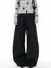Calça Aguuy de Cintura Alta Wide Leg com Barra Curva para Mulheres, Novo Estilo Primavera e Outono, Fluida e Versátil, Calça Casual Branca Retro Emagrecedora