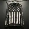 Sudadera con capucha estampada de estrellas estilo retro americano Y2K, chaqueta con cremallera estilo callejero, prenda de abrigo de moda