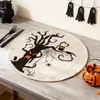Tapete Redondo de Mesa de Lino para Halloween de Amazon Transfronterizo Anti-quemaduras Antideslizante Entrada de Restaurante Lugar de Comida Occidental Se Puede Personalizar