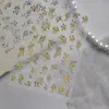 Adesivos de Unha Dourados Folheados Estilo Vintage Popular Exquisito Adesivos de Unha Metálicos Flor Decorativa Adesivos Material Pedras de Unha