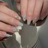 Puntas de Uñas Hechas a Mano con Mariposas de Pedrería de Gama Alta Tendencia en Tiktok, Pegatinas de Uñas para 'Chica Caliente', Uñas Postizas