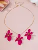 Set de Pendientes y Collar Florales, Pendientes y Collar de Pétalos Coloridos 3D Recubiertos de Esmalte, Set de Joyería Atmosférico