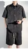 Traje de Manga Corta para Hombre 2026 Nuevo Estilo Pintura a Tinta de Gama Alta Casual Holgado Traje de Camisa Estilo de Moda