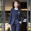 Traje de Negocios de Manga Larga para Mujer Nuevo de Primavera y Verano 2023, a Rayas, Moda, Talla Grande, Ropa de Trabajo para Gerente de Hotel