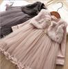 Falda para Niñas 2023 Otoño e Invierno Nuevo Estilo Coreano para Niña Terciopelo Imitación de Visón Estilo Occidental Forrada de Terciopelo Vestido Cálido