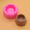 4 Vasos de Flor Carnudos Dobra Molde de Bolo de Açúcar Argila DIY Base Redonda Geométrica para Vela Molde de Silicone Líquido