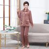 Pijamas de lã de coral mãe outono e inverno veludo engrossado mulher idosa quente cardigan flanela terno casa