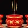 Quemador de Incienso de Cerámica Roja para Uso Doméstico, Dedicado al Dios de la Riqueza, con Varios Tamaños Disponibles, Soporte de Incienso de una Pieza para Entrega Inmediata