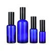 Botella de Vidrio para Aceite Esencial Azul Cobalto Botella Cosmética Botella con Atomizador Azul Muestra de Perfume Botella para Loción