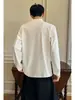 Camiseta Masculina Deconstruída Estilo Americano de Manga Longa, Primavera Cleanfit, Fresca e Estilosa, Top Base Oversized de Caimento Solto para Homens