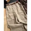 Fabricante mayorista en stock: Pantalones casuales rectos para mujer, color café con leche, de cintura alta, adelgazantes, con caída, transpirables, para el día a día