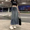 Falda vaquera retro de longitud media para mujer Verano estilo ins diseño recto que cubre la figura nicho cintura alta línea A falda midi tubo