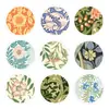 Hk050-T Pegatinas Redondas Decorativas Florales Retro para Tarjetas de Felicitación y Sobres, Pegatinas Redondas Adhesivas para Sellar