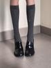 Versión de piel de oveja ~ Zapatos retro pequeños de cuero para mujer, zapatos de tacón alto de cuero negro con tacón grueso, mocasines estilo británico, zapatos de uniforme JK