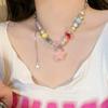 Colar de contas de doces de estrela de arco-íris de verão super fofo feminino celebridade da internet doce legal sexy clavícula corrente tendência