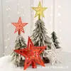 Decoração de topo de árvore de Natal estrela vermelha de topo de árvore estrela dourada de cinco pontas decoração de Natal plana cinco estrelas 10CM 15CM 20CM