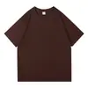 Camiseta de manga corta de algodón puro, unisex, corte ligeramente holgado, estilo casual, efecto adelgazante, no transparente, básica y versátil, cuello redondo, manga corta