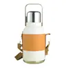 Botella de agua de gran capacidad personalizada para deportes al aire libre, portátil para uso en exteriores, botella térmica para coche, acero inoxidable 316, con asa, adecuada para preparar té