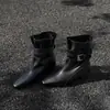 Botines Cuadrados de Dos Vías Estilo Retro First Encounter para Mujer 2026 Otoño Nuevo Estilo Hebilla de Cinturón Tacón Grueso Botas de Moda