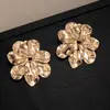 Pendientes de Botón de Flor de Doble Capa Estilo Metal Personalidad Europea y Americana Moda Transfronteriza Lujo Ligero Simple Exagerado Sentido de Alta Gama Pendiente de Temperamento