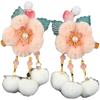 Horquilla de flor de terciopelo de Año Nuevo clip de hada estilo antiguo accesorios para el cabello clip dulce accesorios de felicitación de Año Nuevo para niña tocado Hanfu para niños