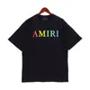 2024 Talla Europea Versión Mayorista Am Tinta Salpicada Flujo Pintura Camuflaje Cielo Estrellado Graffiti Letra Manga Corta High Street Camiseta de Pareja Iri