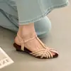 Chuyuji 2026 Verano Nuevo Estilo Sandalias Romanas Cómodas para Viajar de Punta Cerrada Huecas de Tacón Bajo Bolsita Versátil Retro
