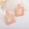 Nuevas Joyas Europeas y Americanas Más Vendidas Estilo Retro Patrón de Aleación Pendientes Cuadrados Moda Transfronteriza Pendientes Exagerados Galvanizados