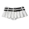 2023 Nuevo Estilo Verano Cintura Baja Doble Cinturón Anti-Exposición Ropa Interior Falda Plisada Sexy Chica Caliente Minifalda Mayoreo