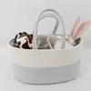 Cesta de Almacenamiento Portátil para Bebé Cesta de Almacenamiento para Artículos de Bebé Cesta de Almacenamiento de Cuerda de Algodón Cesta Tejida Grande de Luna Llena