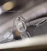 Versão de Luxo do Colar Porta da Felicidade para Mulheres, Banhado a Ouro Branco 18K, Pingente de Frasco de Perfume com Diamantes, Corrente para Clavícula, Presente para Namorada